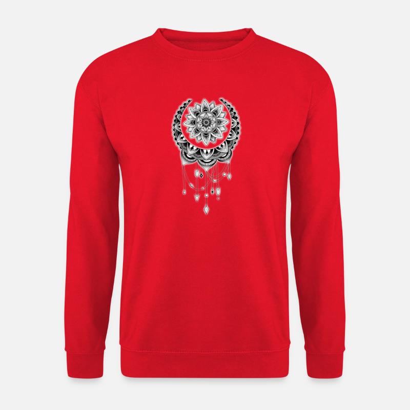 Mandala Traumfänger Schwarz-Weiß - Unisex Pullover - Rot