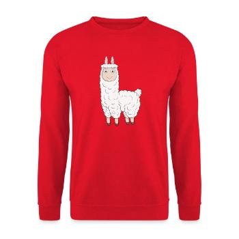 An adorable Llama - Unisex Sweatshirt - red - Front - Alina (178cm) & Michal (187cm)