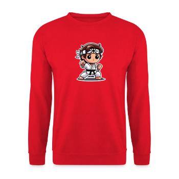 Warrior child in traditional fighting position - Unisex Sweatshirt - red - Front - Alina (178cm) & Michal (187cm)