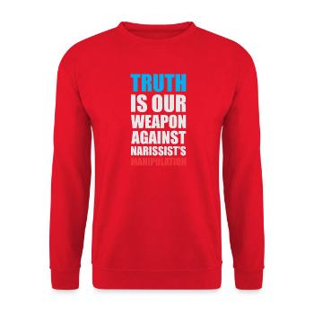 Empowering Truth Speech Bubble Design - Unisex Sweatshirt - red - Front - Alina (178cm) & Michal (187cm)
