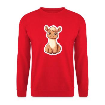 Lama Alpaga Lama - Sweat-shirt Unisexe - rouge - Devant - Alina (178cm) & Michal (187cm)