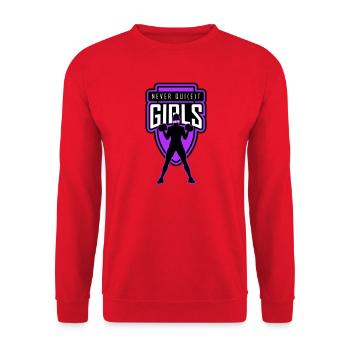 filles_jamais_tranquilles_unies - Sweat-shirt Unisexe - rouge - Devant - Alina (178cm) & Michal (187cm)