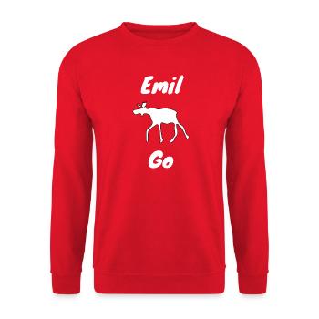 Emil the Elk withe - Unisex Sweatshirt - red - Front - Alina (178cm) & Michal (187cm)