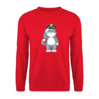 Katze Polizist Polizeimütze Polizei - Unisex Pullover - Rot - Vorne - Alina (178cm) & Michal (187cm)