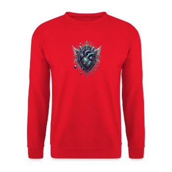 Steampunk heart with wings and crystals - Unisex Sweatshirt - red - Front - Alina (178cm) & Michal (187cm)