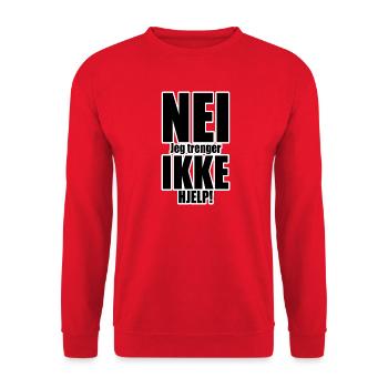 Nein, nicht helfen, Typografie - Unisex Pullover - Rot - Vorne - Alina (178cm) & Michal (187cm)