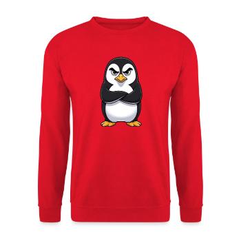 Grumpy Pinguin Cartoon sauer mürrisch genervt - Sweat-shirt Unisexe - rouge - Devant - Alina (178cm) & Michal (187cm)