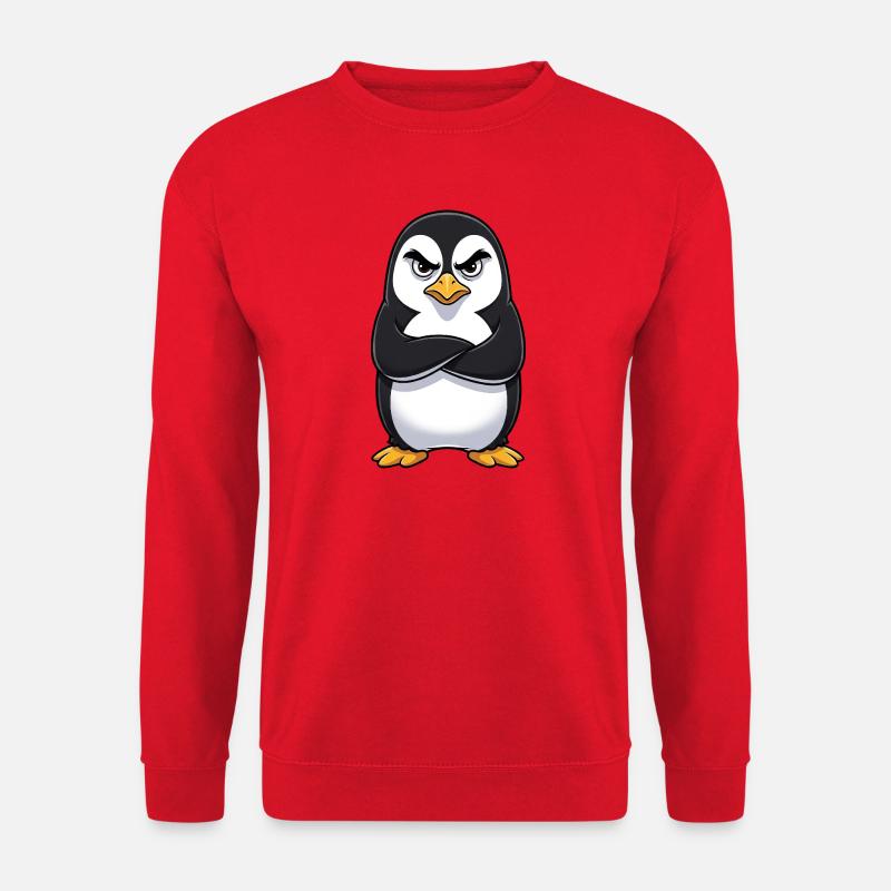 Grumpy Penguin Cartoon Sour Grumpy Annoyed - Unisex Sweatshirt - red