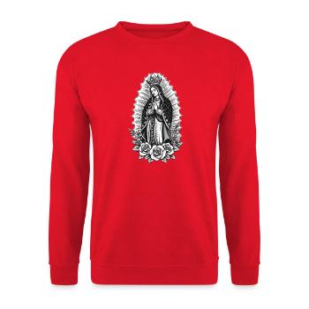 Guadalupe Linienstil Rosenmotiv - Unisex Pullover - Rot - Vorne - Alina (178cm) & Michal (187cm)