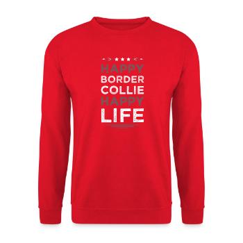 LA VIE HEUREUSE DU BORDER COLLIE - Sweat-shirt Unisexe - rouge - Devant - Alina (178cm) & Michal (187cm)