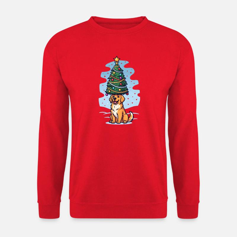 Hund mit Weihnachtsbaum Design - Unisex Pullover - Rot