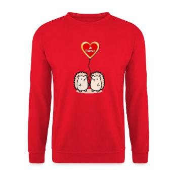 I Love You Igel Luftballons - Unisex Pullover - Rot - Vorne - Alina (178cm) & Michal (187cm)