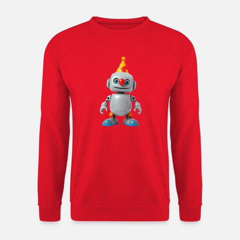 Kleiner Roboter mit Partyhut - Unisex Pullover - Rot