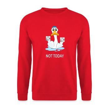 Not Today – Funny Duck Mood - Unisex Sweatshirt - red - Front - Alina (178cm) & Michal (187cm)
