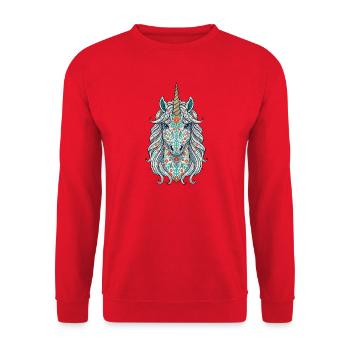 Unicorn Floral Pattern - Unisex Sweatshirt - red - Front - Alina (178cm) & Michal (187cm)