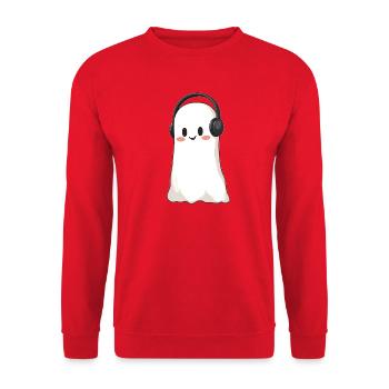 Ghost with headphones - Unisex Sweatshirt - red - Front - Alina (178cm) & Michal (187cm)