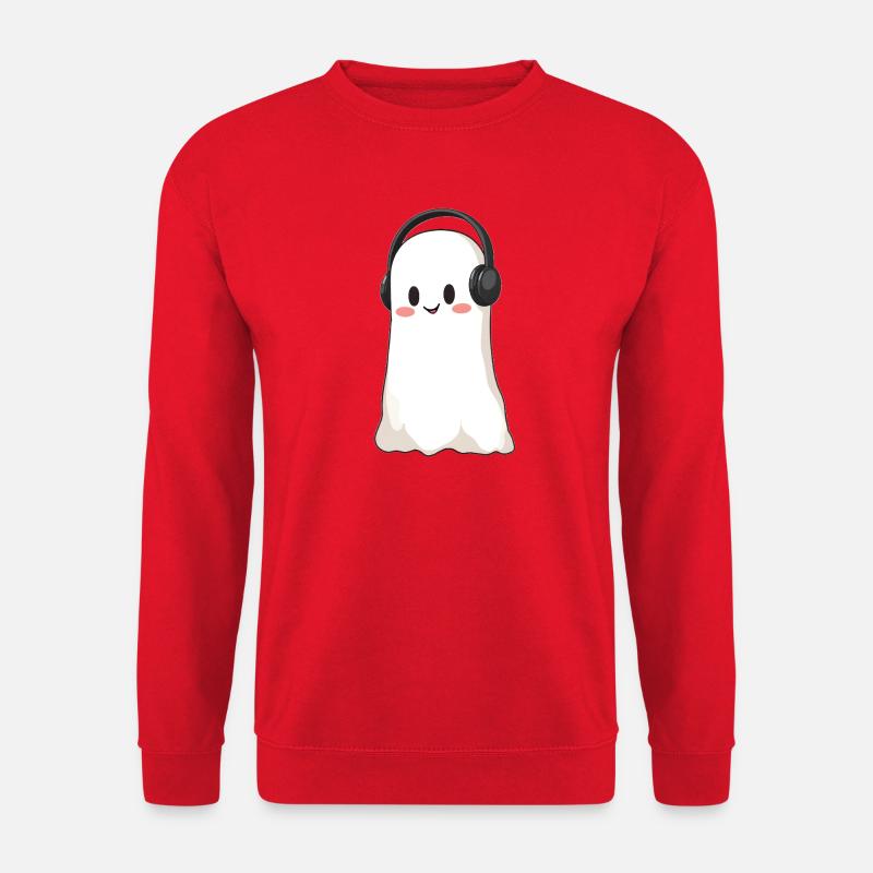 Gespenst mit Kopfhörer - Unisex Pullover - Rot