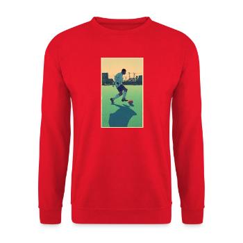 Football player #5 - Unisex Pullover - Rot - Vorne - Alina (178cm) & Michal (187cm)