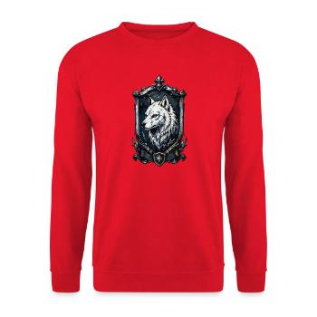 Blason du Loup de Givre – Bouclier du Loup - Sweat-shirt Unisexe - rouge - Devant - Alina (178cm) & Michal (187cm)