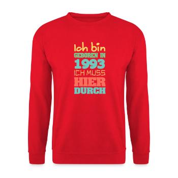 Jahrgang 1993 - Unisex Pullover - Rot - Vorne - Alina (178cm) & Michal (187cm)