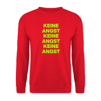 KEINE ANGST NIE WIEDER IST JETZT GRÜN NO NZS / AFD - Unisex Pullover - Rot - Vorne - Alina (178cm) & Michal (187cm)
