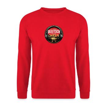 Deutsch Auf Die Ohren Rock Logo - Unisex Pullover - Rot - Vorne - Alina (178cm) & Michal (187cm)