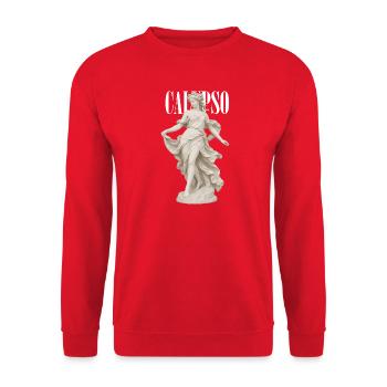 Calypso-Göttin in drapiertem Kleid - Unisex Pullover - Rot - Vorne - Alina (178cm) & Michal (187cm)