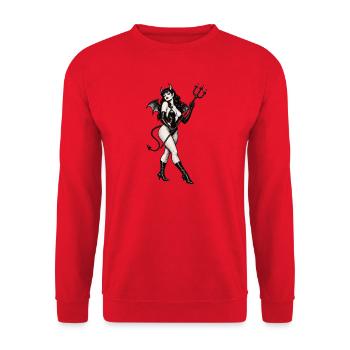 HÖLLE AUF ABSÄTZEN - Unisex Pullover - Rot - Vorne - Alina (178cm) & Michal (187cm)