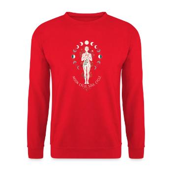 Mondzyklus-Blumengeist-Design - Unisex Pullover - Rot - Vorne - Alina (178cm) & Michal (187cm)