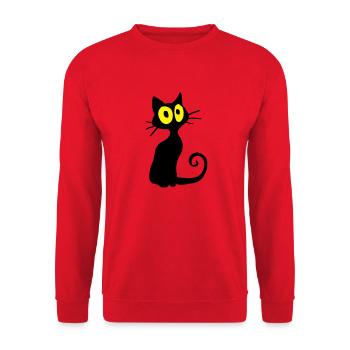 Katze - Unisex Pullover - Rot - Vorne - Alina (178cm) & Michal (187cm)