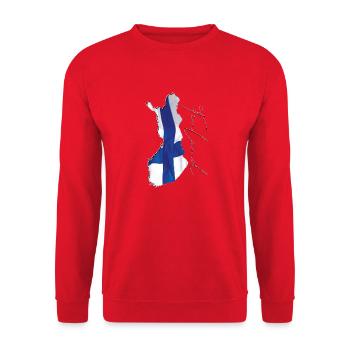 Drapeau de la Finlande sur la carte de la Finlande FR - Sweat-shirt Unisexe - rouge - Devant - Alina (178cm) & Michal (187cm)