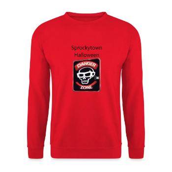 Sprockytown Halloween Danger Zone - Unisex Pullover - Rot - Vorne - Alina (178cm) & Michal (187cm)
