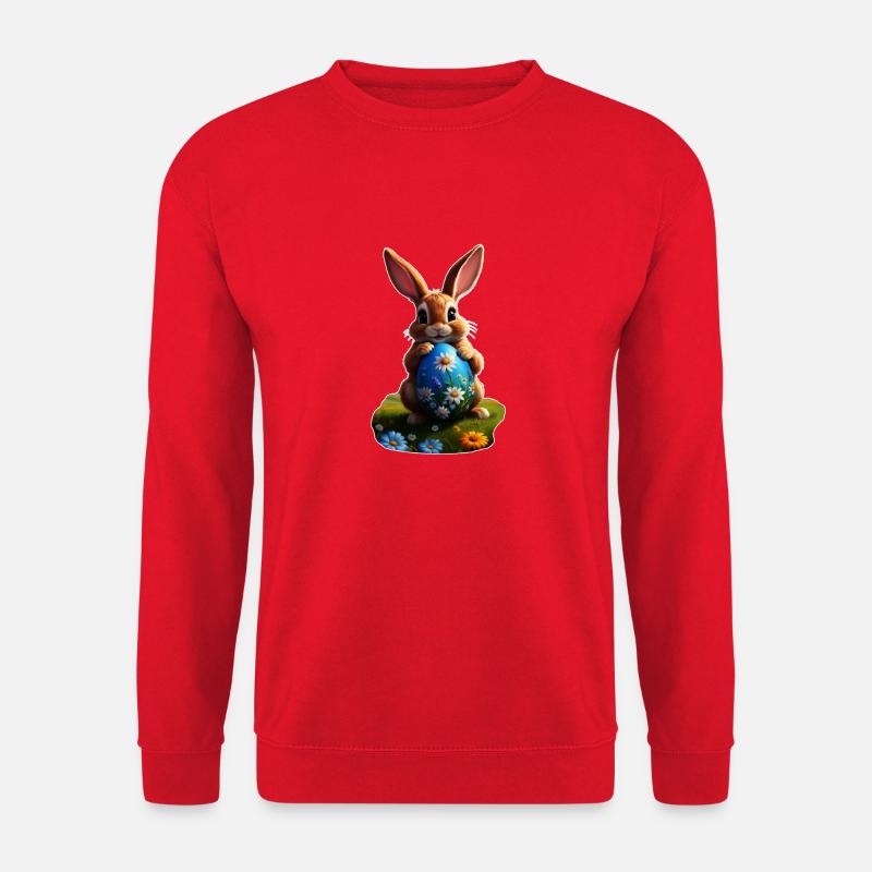 Easter Bunny with Egg, Oval - Unisex Sweatshirt - red