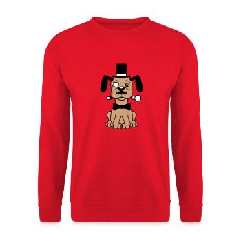 Chien M. Sir Cylindre Chapeau Monocle Lunettes Empire - Sweat-shirt Unisexe - rouge - Devant - Alina (178cm) & Michal (187cm)
