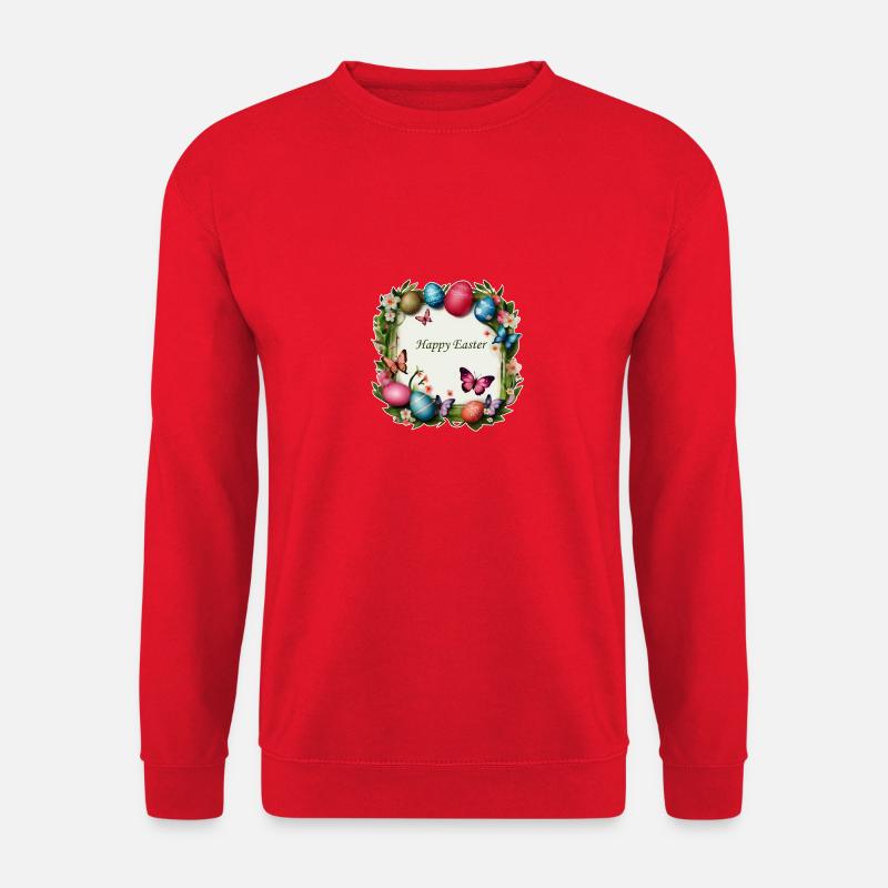 Easter Wreath - Happy Easter - Unisex Sweatshirt - red