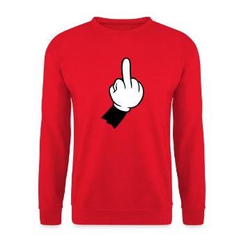 hand mittelfinger fuck you - Unisex Pullover - Rot - Vorne - Alina (178cm) & Michal (187cm)