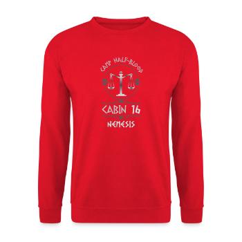 Cabin #16 in Camp Half Blood, Child of Nemesis - Unisex Sweatshirt - red - Front - Alina (178cm) & Michal (187cm)