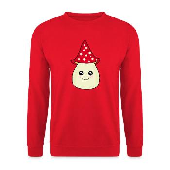 Kawaii Mushroom Toadstool cute red with face - Unisex Sweatshirt - red - Front - Alina (178cm) & Michal (187cm)