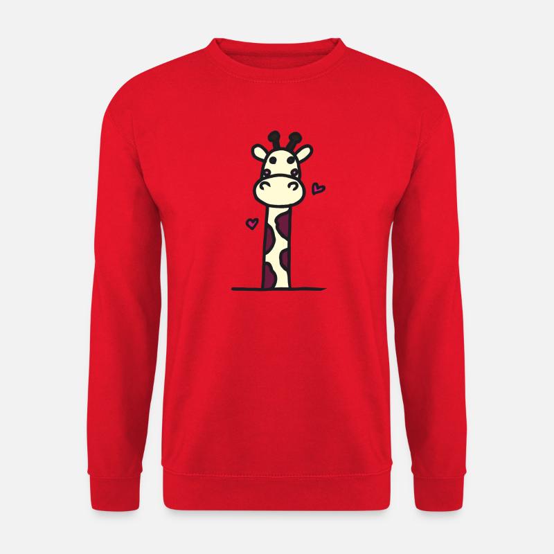 Verspielte Giraffe mit Herz-Details - Unisex Pullover - Rot