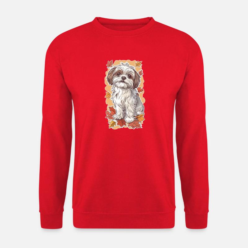 Shih Tzu Herbstblätter - Unisex Pullover - Rot