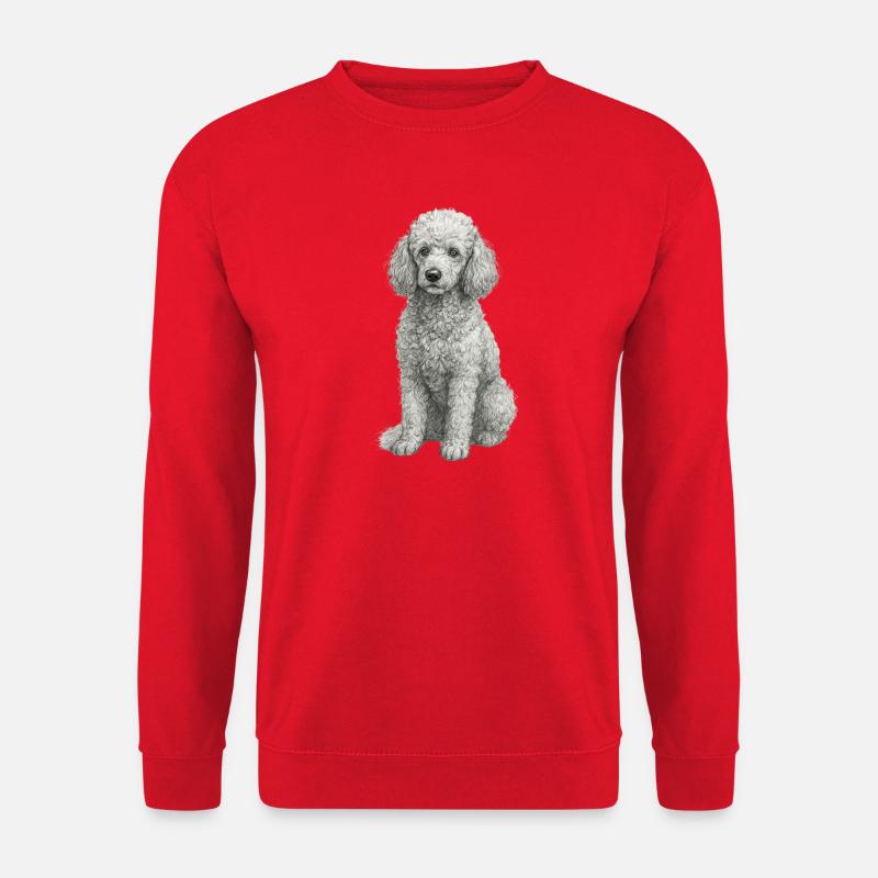 Pudel Hund im Handzeichnungsstil - Unisex Pullover - Rot