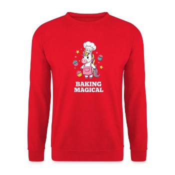 Unicorn Baker's Magic - Unisex Sweatshirt - red - Front - Alina (178cm) & Michal (187cm)