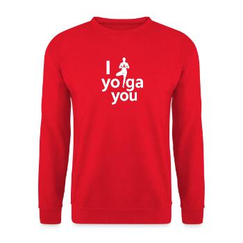 I Yoga You – Yoga Humor - Unisex Pullover - Rot - Vorne - Alina (178cm) & Michal (187cm)