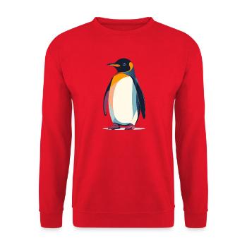 abstrakter Pinguin steht auf Eis Vektor Grafik - Unisex Sweatshirt - red - Front - Alina (178cm) & Michal (187cm)