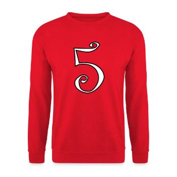 5. JUBILÄUM. 5 JAHRE. 5. JUBILÄUM. KIND - Unisex Pullover - Rot - Vorne - Alina (178cm) & Michal (187cm)