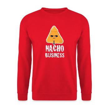 Nacho Business Funny Food Pun Graphic Tees - Unisex Sweatshirt - red - Front - Alina (178cm) & Michal (187cm)