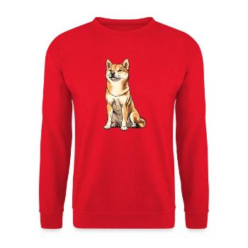 Shiba Inu Cartoon Hund Illustration - Unisex Pullover - Rot - Vorne - Alina (178cm) & Michal (187cm)