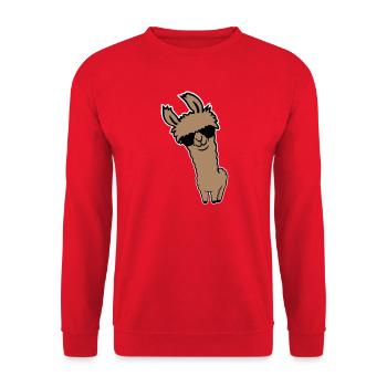 Lunettes de soleil Cool Lama Alpaga Souriant Drôle - Sweat-shirt Unisexe - rouge - Devant - Alina (178cm) & Michal (187cm)