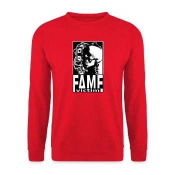 Fame Victim Skull Shirt – Dark Money Streetwear - Unisex Pullover - Rot - Vorne - Alina (178cm) & Michal (187cm)