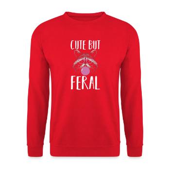 Cute But Feral Trash Panda Raccoon - Unisex Pullover - Rot - Vorne - Alina (178cm) & Michal (187cm)